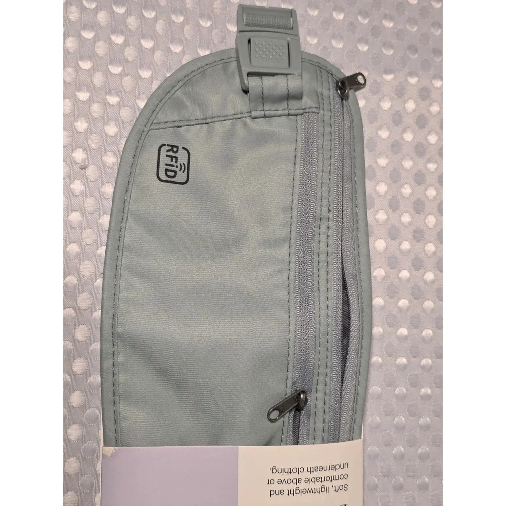 Open Story RFID Protected Belt Wallet Travel Money Pouch Sage Green 069066226